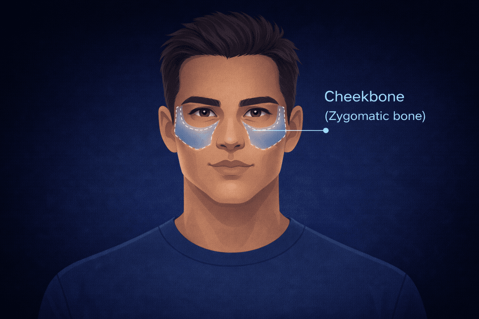 Cheekbone anatomy diagram showing zygomatic bone structure