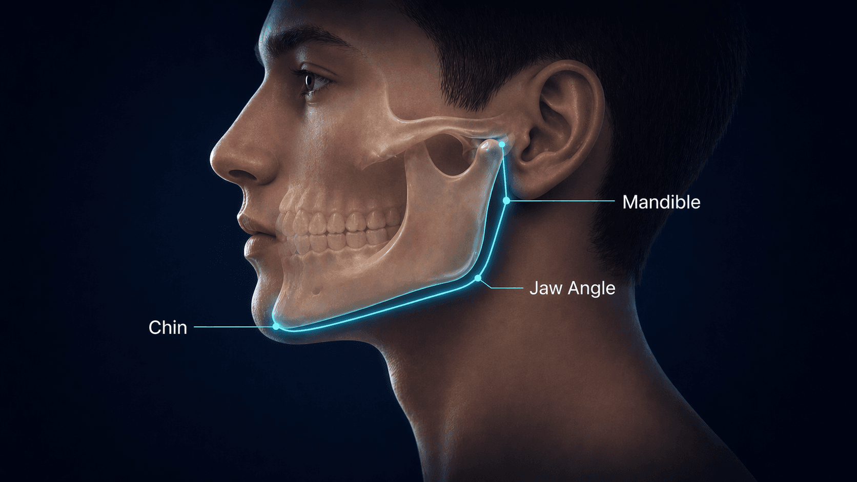 Jawline anatomy diagram showing mandible structure