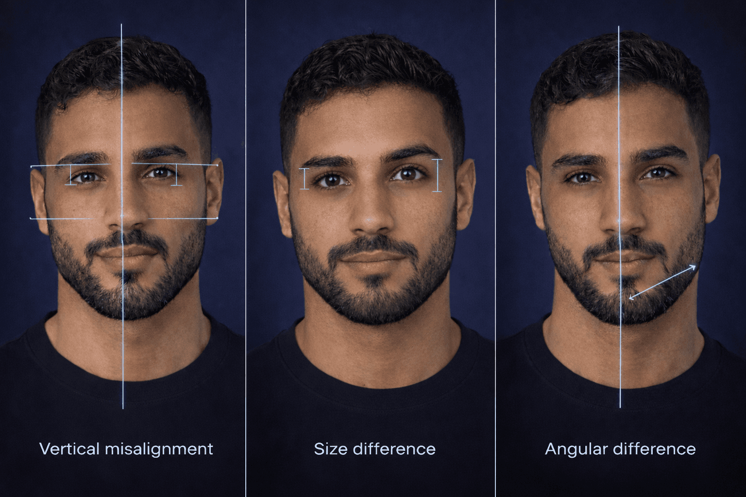 Examples of common facial asymmetries