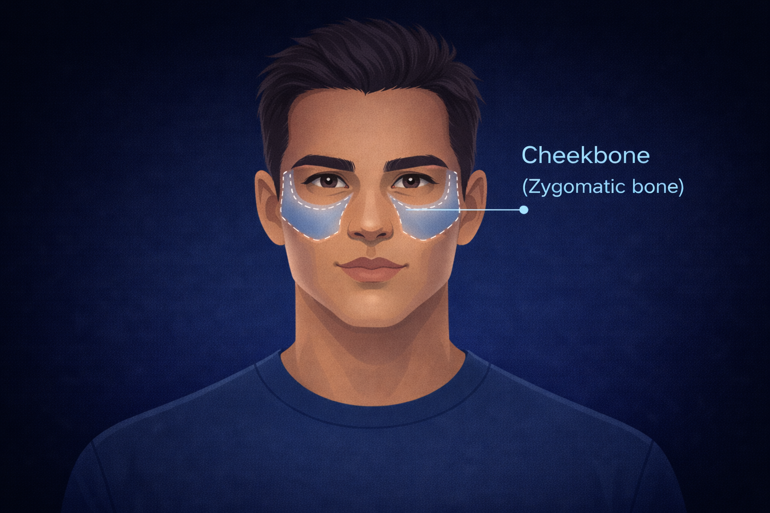 Cheekbone anatomy diagram showing zygomatic bone structure