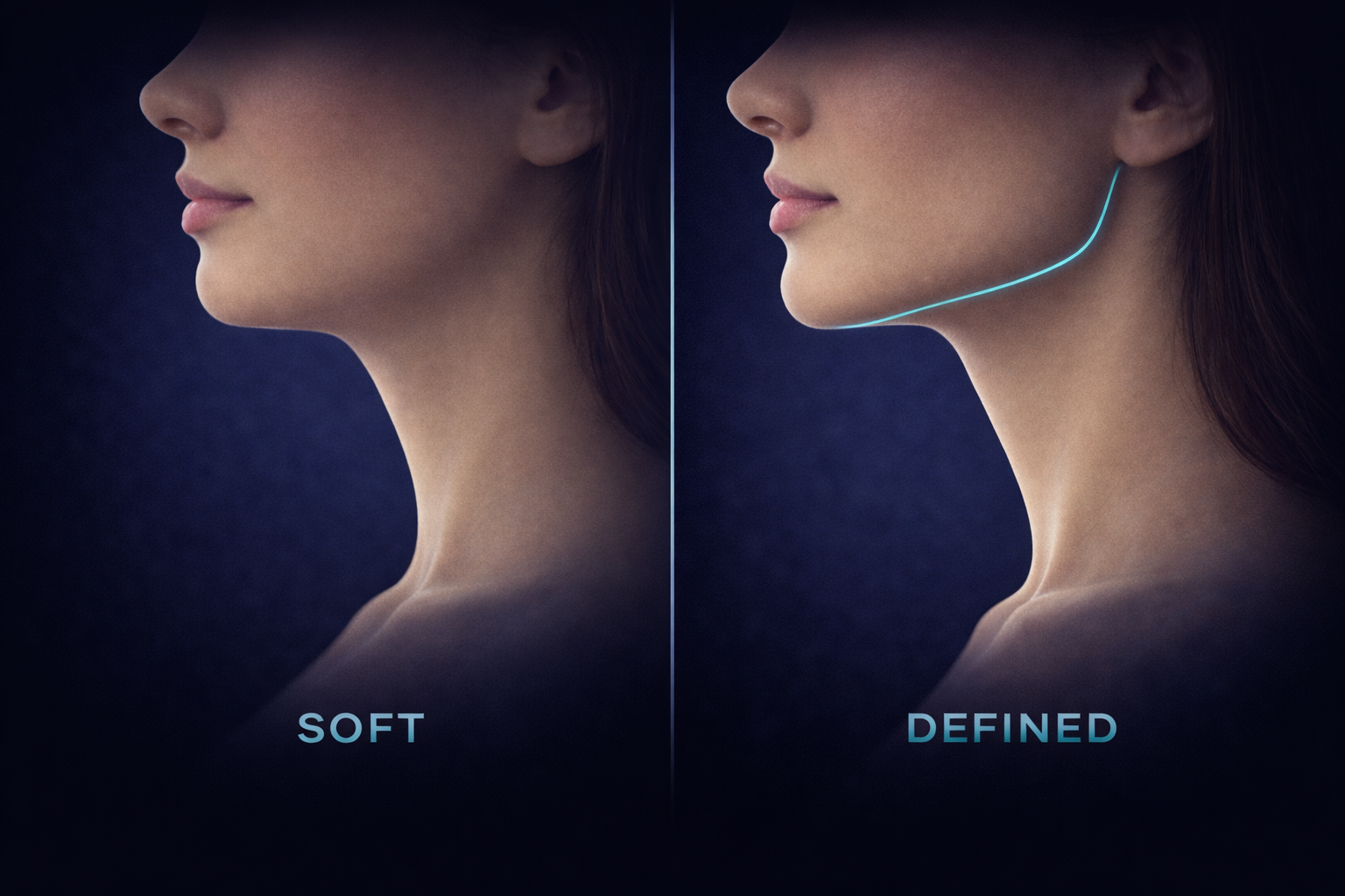 Comparison of soft vs defined jawline
